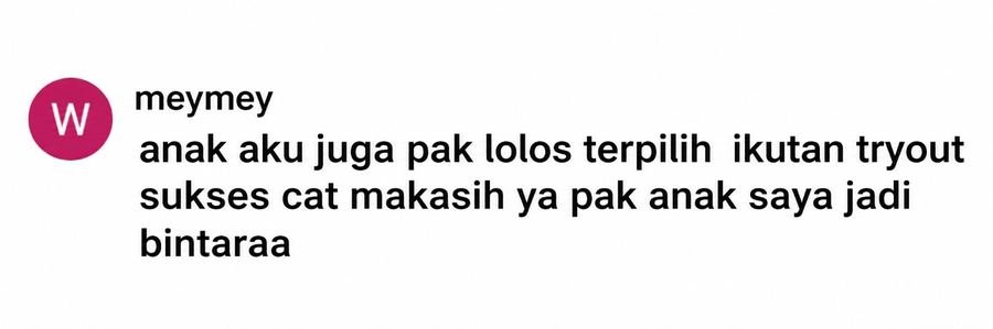 Screenshot testimoni WhatsApp pengguna SuksesCAT 4